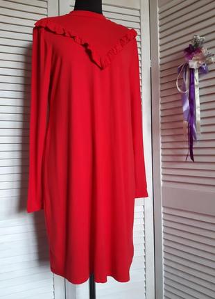 Красное, повседневное платье из вискозы с длиннымы рукавами new look4 фото