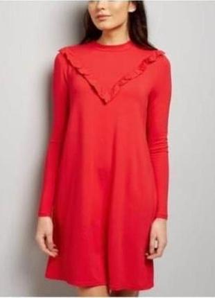 Красное, повседневное платье из вискозы с длиннымы рукавами new look10 фото