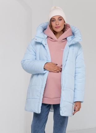 Стильная зимняя куртка для беременных с капюшоном2 фото