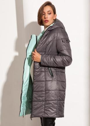 Молодежное двухстороннее пальто для беременных из плащевки с легким блеском на европейскую зиму