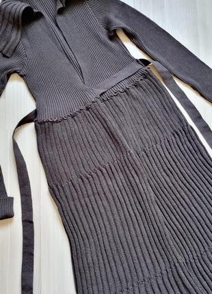 Неимоверное вязаное платье макси на запах теплое стильное8 фото