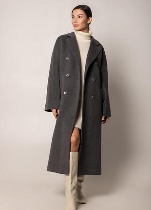 Зимове темно-сіре кашемірове пальто шерстяне із вовни демісезонне зимове в стилі zara massimo dutti reserved asos mango cos h&m