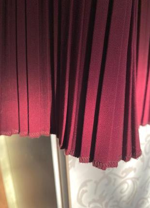 Макси-юбка плиссированная, бордовая5 фото