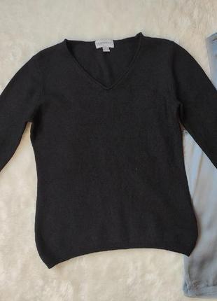 Черный натуральный кашемировый свитер джемпер пуловер кофта кашемир шерсть с вырезом2 фото