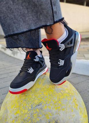 Жіночі кросівки nike air jordan 4 black red grey