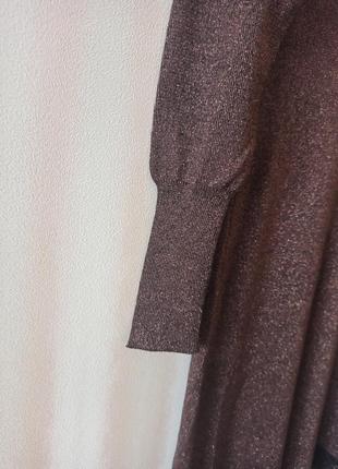 Вечернее платье кофейно-шоколадного цвета с золотистой нитью q by kjederqvist7 фото