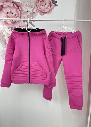 Теплий на флісі малиновий костюм з капюшоном спортивний костюм з кофтою на замочку