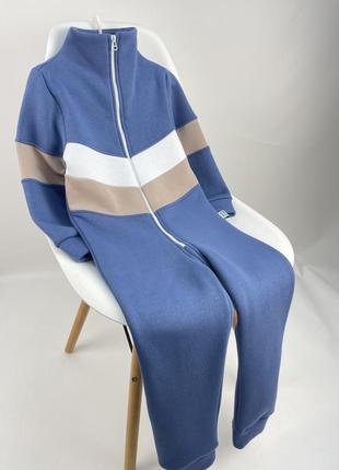 Ромпер теплий на флісі стійкою колір джинс