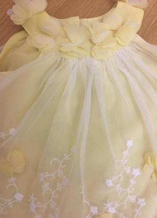 Нарядное лимонное платье f&f на 3-6мес3 фото
