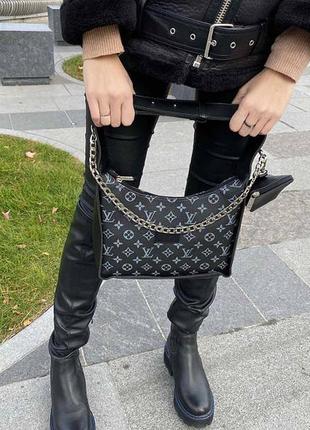 Жіноча міні сумочка на плече з ланцюжком, сумка клатч екокожа чорний3 фото