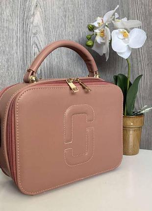 Качесна жіноча сумочка на плече, маленька сумка каркасна рожевий1 фото