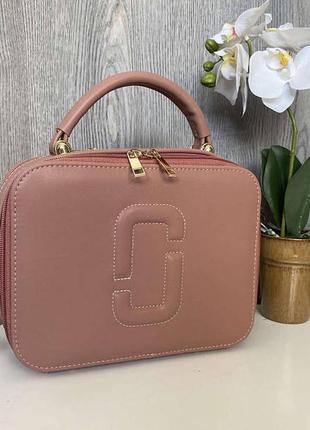 Качесна жіноча сумочка на плече, маленька сумка каркасна рожевий2 фото