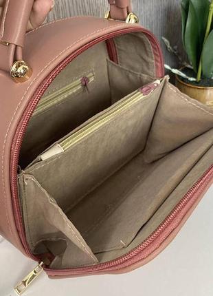 Качесна жіноча сумочка на плече, маленька сумка каркасна рожевий10 фото