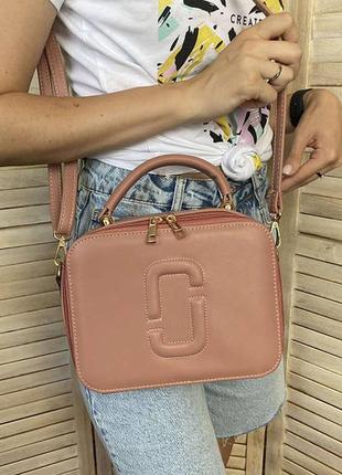 Качесна жіноча сумочка на плече, маленька сумка каркасна рожевий7 фото