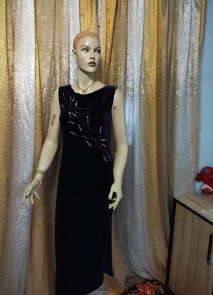 Плаття жіноче ,велюр,чорнильного кольору.1 фото