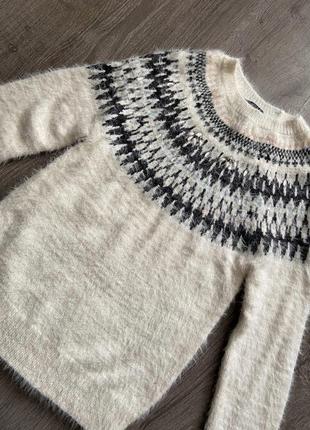 Молочний светр, джемпер в орнамент від primark5 фото