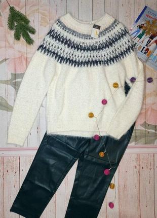 Молочний светр, джемпер в орнамент від primark3 фото