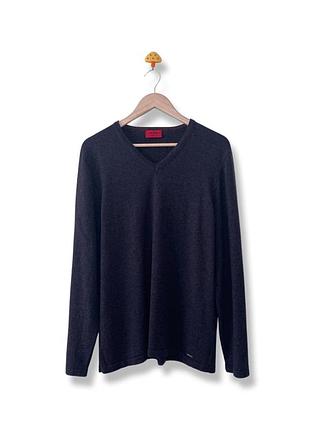 Шерстяной свитер пуловер з v-вирезом hugo boss san bernardo 1 шерсть мерино fred perry armani l xxl xl 2xl