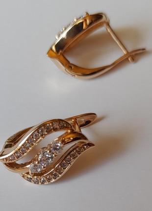 Сережки з фіанітам 18к.