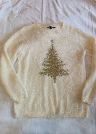 Светр з ялинкою, светр травка, новорічний светр
