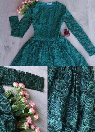 Кружевное изумрудное платье (есть все размеры и расцветки)2 фото