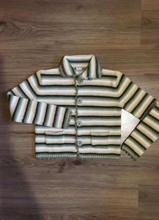 Мила тепла кофта,кардіган в смужку,50%вовна.