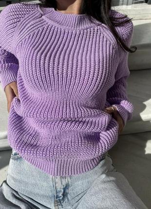 Лиловый лавандовый свитер5 фото