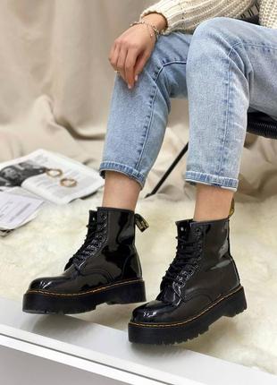 Dr.martens jadon patent black ботинки доктор мартинс лакированные демисезон весна осень лак кожа на высокой подошве скидка распродажа6 фото