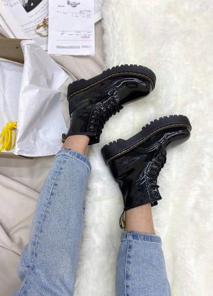 Dr.martens jadon patent black ботинки доктор мартинс лакированные демисезон весна осень лак кожа на высокой подошве скидка распродажа5 фото