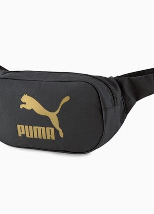 Сумка на пояс puma originals urban waist bag 078482 01 (черный, спортивная, тканевая, полиэстер, логотип пума)1 фото