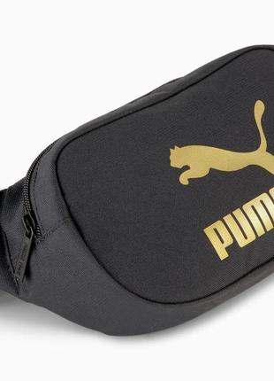 Сумка на пояс puma originals urban waist bag 078482 01 (черный, спортивная, тканевая, полиэстер, логотип пума)3 фото