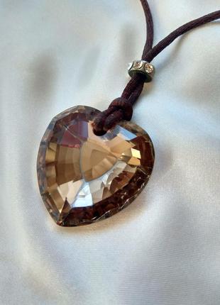 Винтажный кулон подвеска сердце, кристалл- стекло, англия3 фото