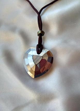 Винтажный кулон подвеска сердце, кристалл- стекло, англия6 фото