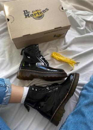 Dr. martens 1460 black gloss зимние ботинки с мехом доктор мартинс лакированные зима берцы лак кожа скидка распродажа9 фото