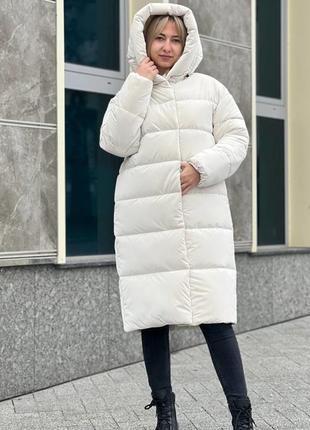 Стильний зимовий пуховик оверсайз, зимове пальто бархат