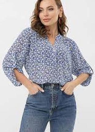 Шифонова квіткова блузка ретро2 фото