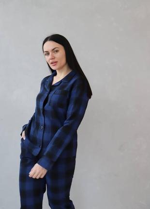 Костюм для дому в клітинку рубашка і штани, піжама