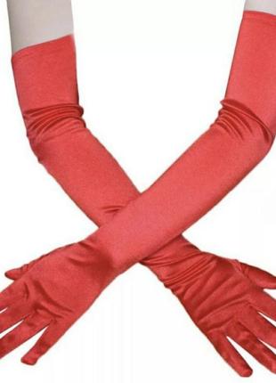 Длинные черные,красные,шампань,белые перчатки атлас,атласные