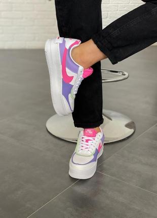 Кросівки nike air force 1 shadow double swoosh sail pink purple3 фото