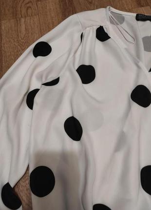 Блуза боди в горох с v-образным вырезом комбидресс с обьемными рукавами zara6 фото