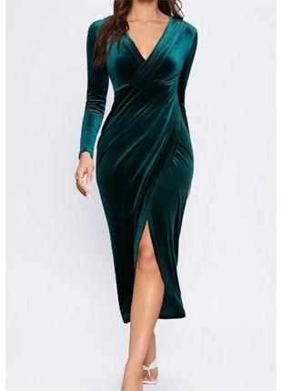 Бархатное платье boohoo