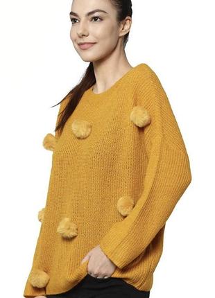 Яскравий светр з помпонами оверсайз only3 фото