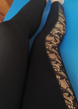 🔥акция до конца недели 🔥лосины, леггинсы, лосины, леггинсы, с кружевной вставкой, кружна...