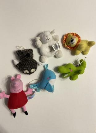 Мягкие игрушки для новорожденного, погремушки от fisher price5 фото