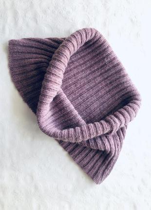 Пов‘язка на голову чалма в‘язана тепла беж біла handmade3 фото