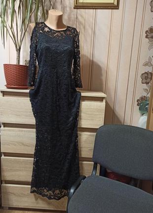 Нереально красивое ажурное длинное платье 48-50