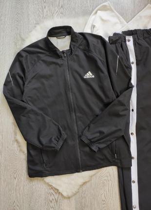 Adidas черная мужская спортивная куртка кофта спортивка олимпийка батал на молнии зип2 фото