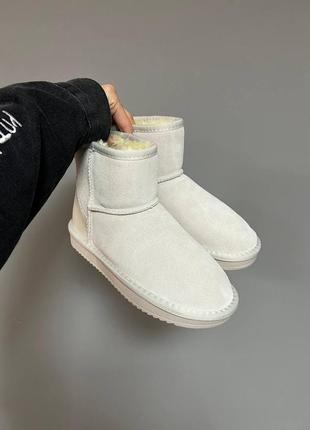 Зимові жіночі замшеві молочні ugg з хутром 🆕 теплі зимові уггі