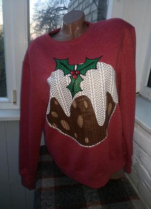 Акция рождественский тёплый свитер джемпер на флисе3 фото