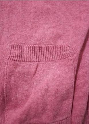 Короткий брендовий котоновий кардиган темно рожевий3 фото